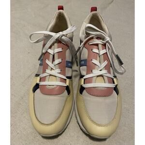 Michael Kors Womens Fashion Sneakers Size 9M MK Logo PVC Faux Leather Pink/Gold